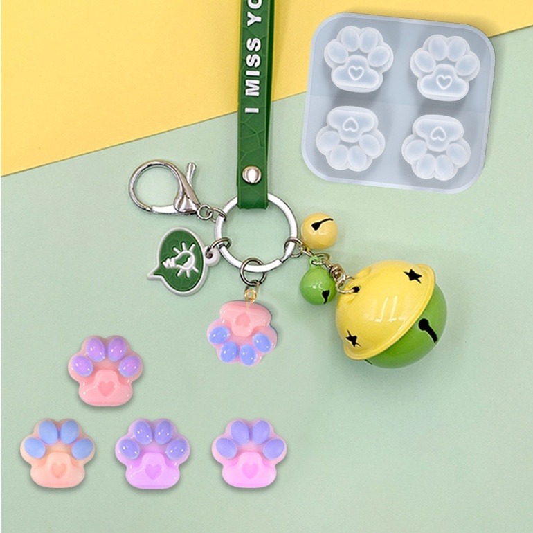 四格貓爪鏡面矽膠模具 亮面 霧面 貓爪肉球 療癒小物 水晶滴膠模具 食玩配件 手作模具 飾品裝飾-細節圖4