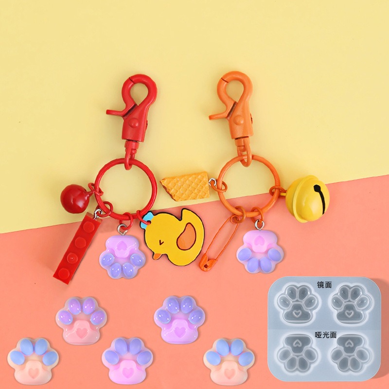 四格貓爪鏡面矽膠模具 亮面 霧面 貓爪肉球 療癒小物 水晶滴膠模具 食玩配件 手作模具 飾品裝飾-細節圖5