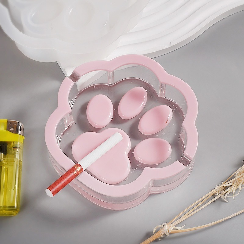 貓爪煙灰缸鏡面矽膠模具 貓爪肉墊收納盒 DIY手工模具 水晶滴膠模具-細節圖2