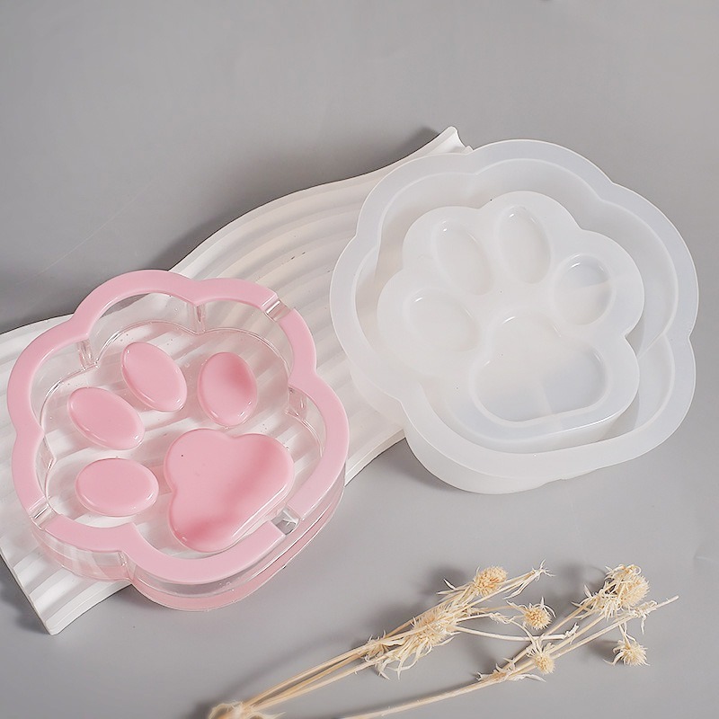 貓爪煙灰缸鏡面矽膠模具 貓爪肉墊收納盒 DIY手工模具 水晶滴膠模具-細節圖5