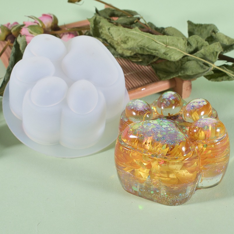 大貓爪鏡面矽膠模具 貓爪肉球 diy手工滴膠 療癒小物 水晶滴膠模具 食玩配件 手作模具-細節圖3