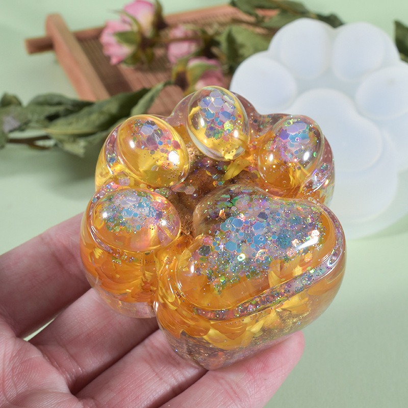 大貓爪鏡面矽膠模具 貓爪肉球 diy手工滴膠 療癒小物 水晶滴膠模具 食玩配件 手作模具-細節圖5