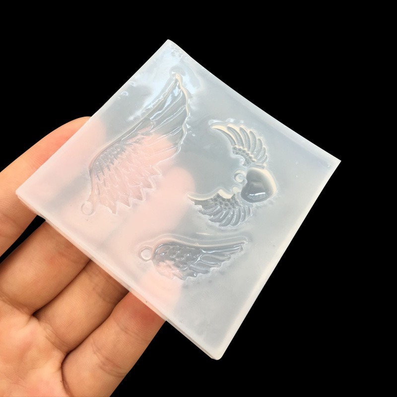 天使之翼翅膀吊墜鏡面矽膠模具 帶孔 項鍊飾品模具 水晶滴膠模具 DIY模具-細節圖3