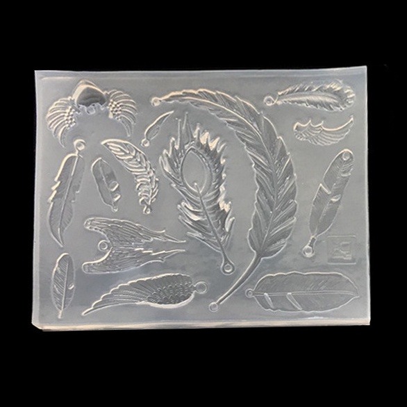新款羽毛鏡面矽膠模具 手機掛件裝飾模具 UV水晶滴膠模 食玩配件 DIY手工模具 超輕黏土-細節圖2