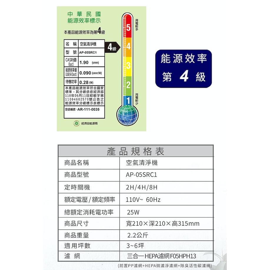 🐳可聊聊議價下單唷🐳 CHIMEI奇美 360度全淨化 智能空氣清淨機 AP-05SRC1-細節圖8