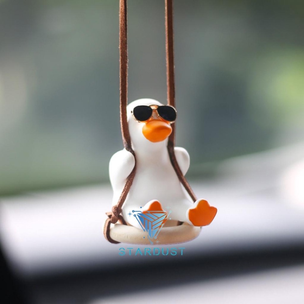 【台灣現貨】鞦韆鴨 可愛加油鴨 車載鞦韆鴨 車內後視鏡吊飾 汽車 吊飾 盪鞦韆鴨 車內吊飾 汽車掛飾 鴨子-細節圖4