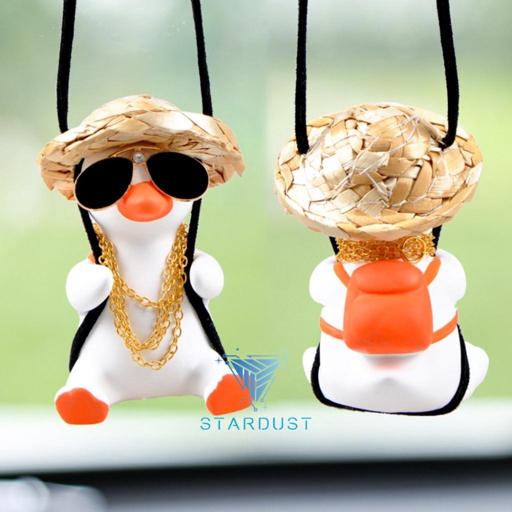 【台灣現貨】鞦韆鴨 可愛加油鴨 車載鞦韆鴨 車內後視鏡吊飾 汽車 吊飾 盪鞦韆鴨 車內吊飾 汽車掛飾 鴨子-細節圖6