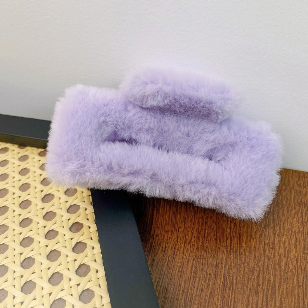 方形毛絨抓夾 毛絨夾 毛絨抓夾 方形絨毛大抓夾 毛絨髮夾  絨毛抓夾 鯊魚夾 髮夾 夾頭髮-細節圖4