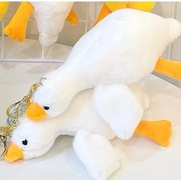 白鵝 鵝 抱抱鵝 小鵝 鵝鵝 趴趴鵝 學生鵝 趴鵝 黃鵝 軟fu毛絨吊飾 鑰匙圈 掛飾 鑰匙扣 玩偶 可愛萌-細節圖2