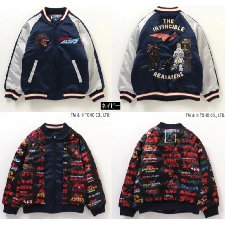 換季特價 現貨 日本 限定 哥吉拉  橫須賀 黑色 雙面穿 刺繡  外套 GODZILLA 復刻-細節圖6