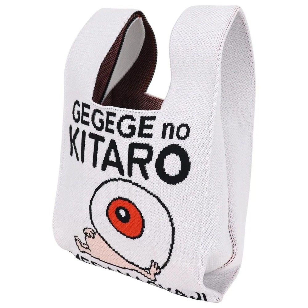 日本 鬼太郎 限定 隨身包 購物袋 小包 眼球老爹 knit tote bag-細節圖2