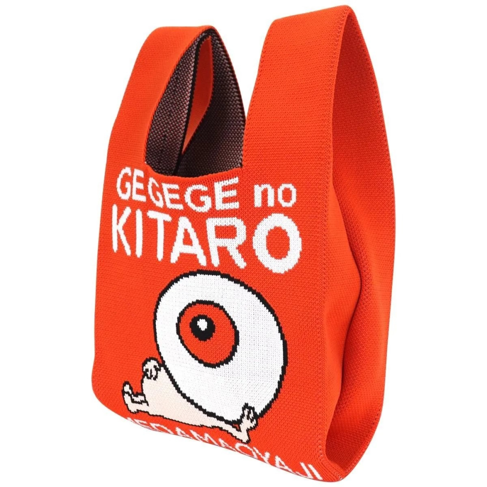 日本 鬼太郎 限定 隨身包 購物袋 小包 眼球老爹 knit tote bag-細節圖7
