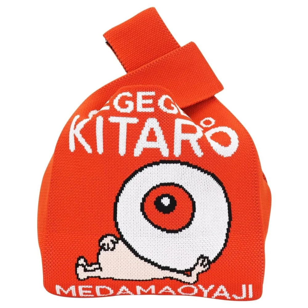 日本 鬼太郎 限定 隨身包 購物袋 小包 眼球老爹 knit tote bag-細節圖8