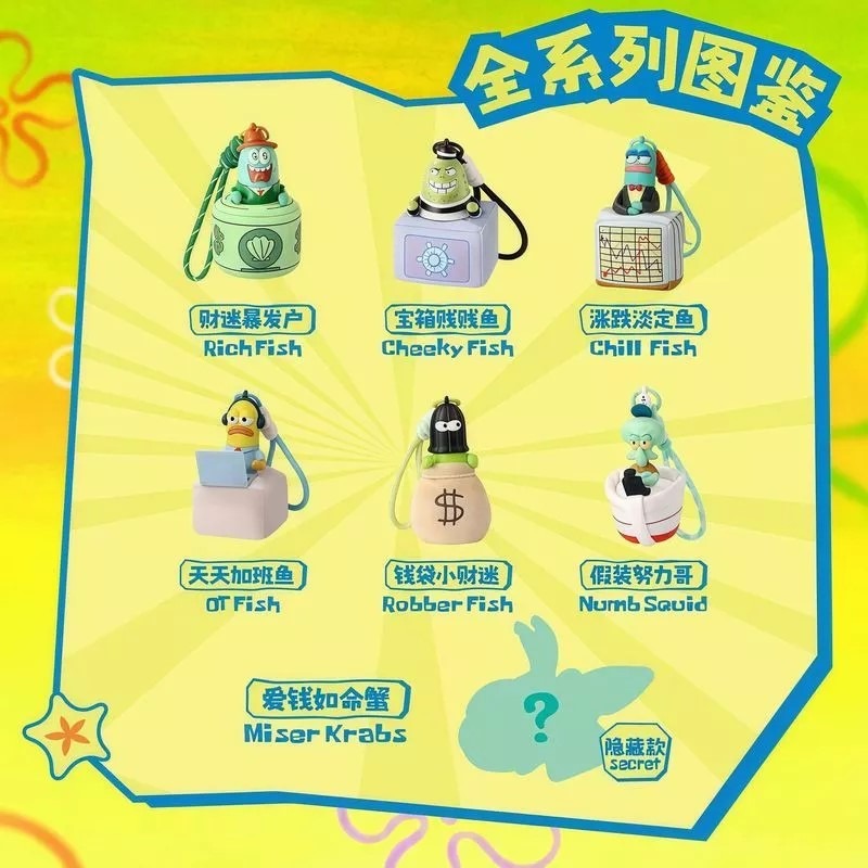 海綿寶寶 比奇堡居民 路人魚 搞錢天團 香薰毛絨盲盒 玩偶 吊飾-細節圖2