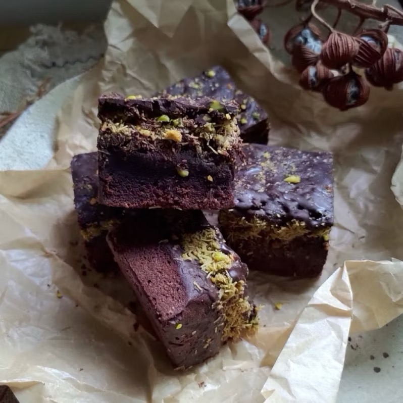 【九木蛋糕】杜拜🍫開心果布朗尼  🔥減糖    杜拜巧克力   開心果    手作甜點-細節圖2