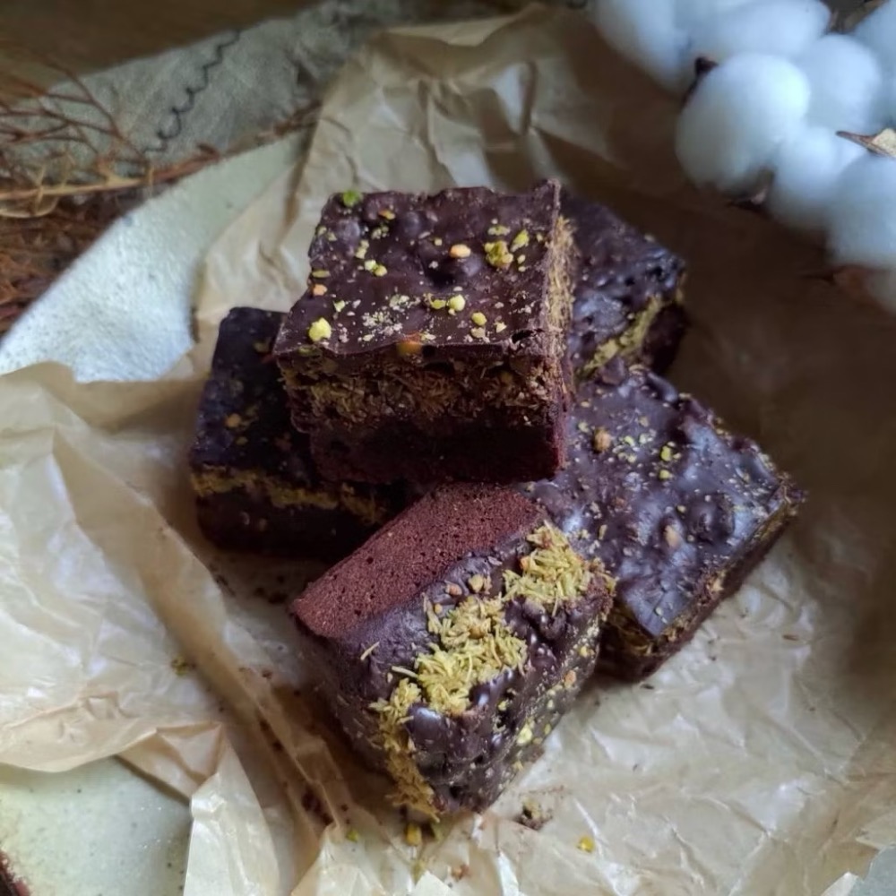 【九木蛋糕】杜拜🍫開心果布朗尼  🔥減糖    杜拜巧克力   開心果    手作甜點-細節圖3