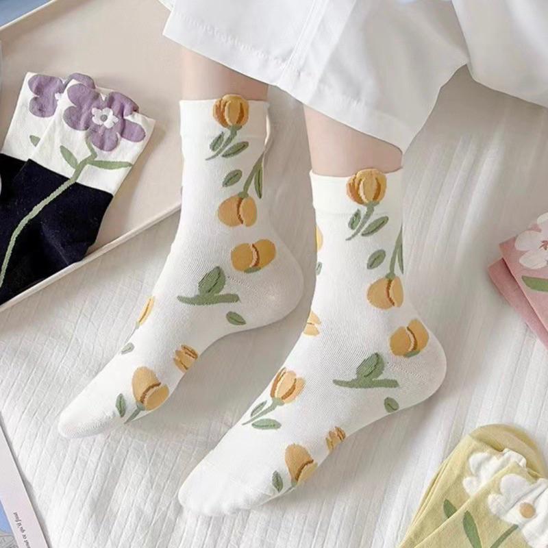 ［酷妞妞］ ins可愛立體花朵中筒襪-細節圖5