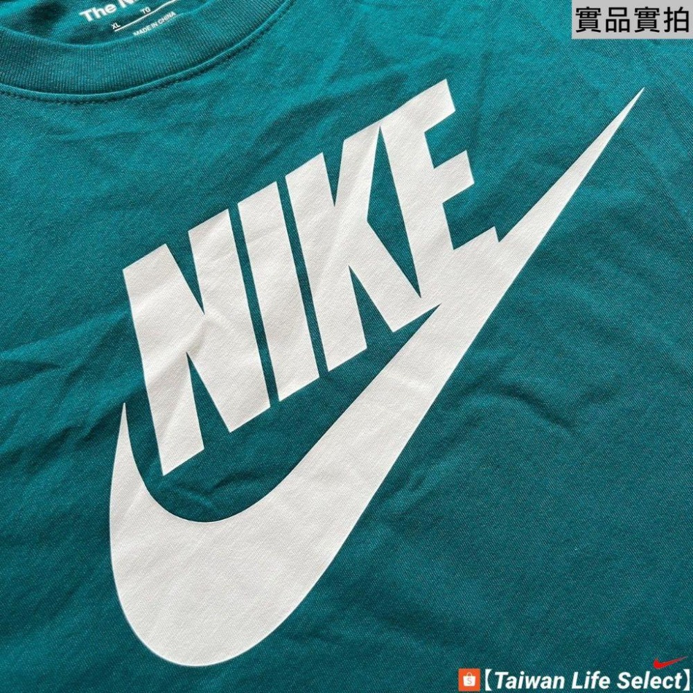 ★7折↘620元!台灣NIKE公司貨!NIKE FUTURA 基本LOGO 純棉 短T 休閒 青色 AR5005-381-細節圖2