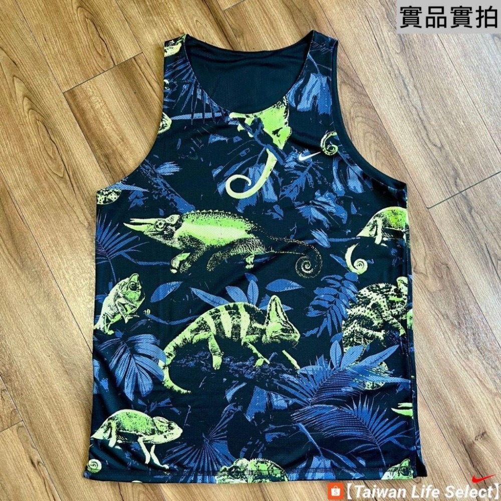 ★6折↘1150元!台灣公司貨!NIKE DRI-FIT 變色龍 雙面穿 滿版花紋 訓練背心 黑綠 FB7979-010-細節圖2