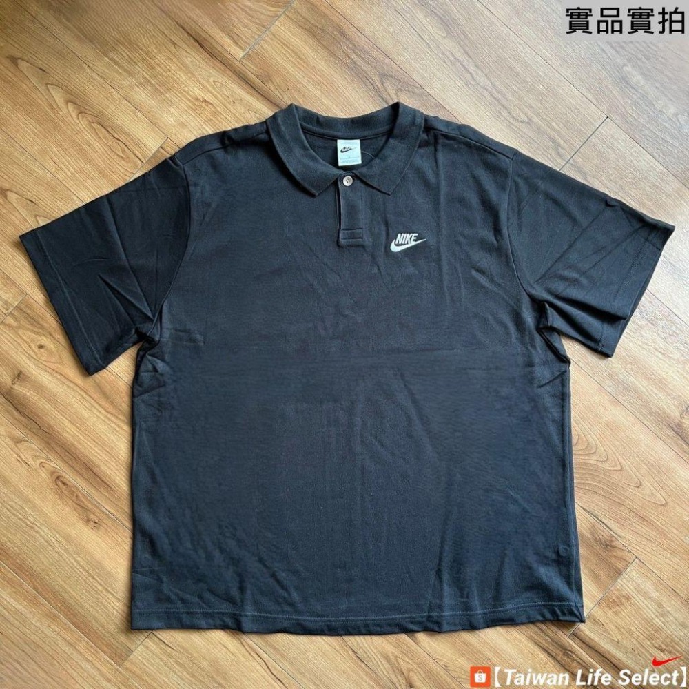 ★56折↘890元!臺灣NIKE公司貨! NIKE CLUB POLO 寬鬆版 翻領 休閒 棉 黑 DX0618-010-細節圖3