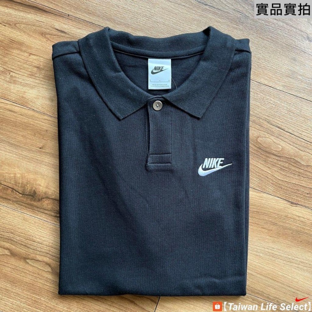 ★56折↘890元!臺灣NIKE公司貨! NIKE CLUB POLO 寬鬆版 翻領 休閒 棉 黑 DX0618-010-細節圖8