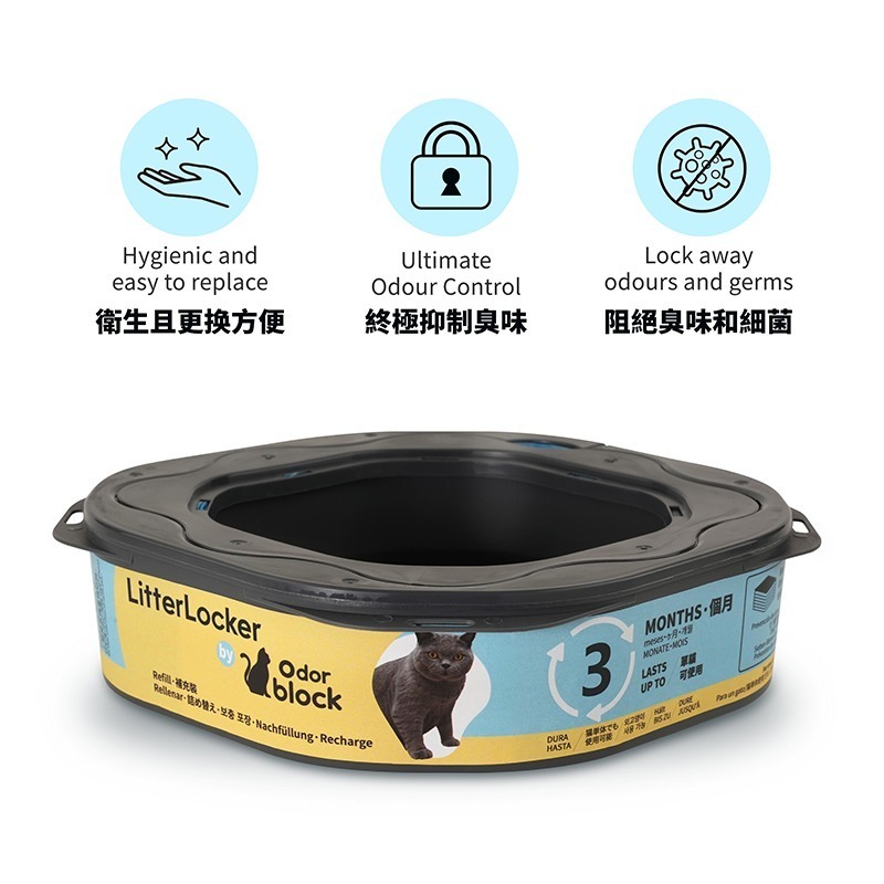 LitterLocker Design 副廠貓咪鎖便桶抗菌塑膠袋匣 *買五送一* 第四代八角形-細節圖3