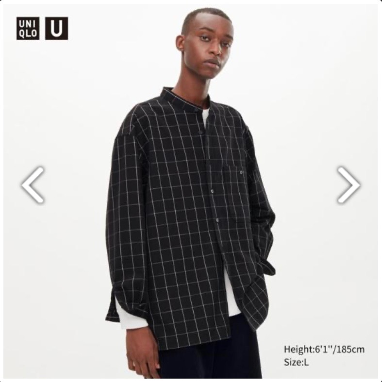 Uniqlo U系列 法蘭絨 立領格紋襯衫(長袖)-細節圖2
