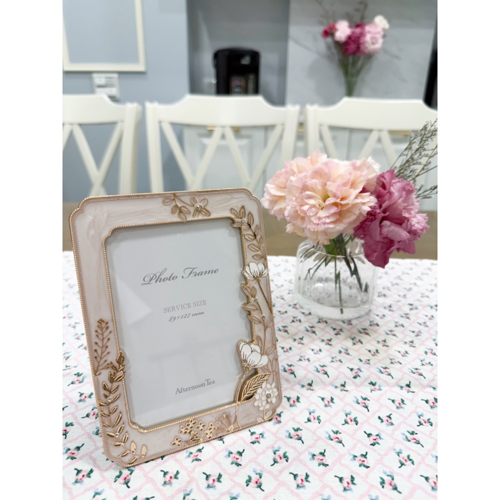 Afternoon Tea  花朵 水鑽 象牙粉 優雅 質感 超美 相框 禮物 3.5*5英吋 現貨-細節圖2