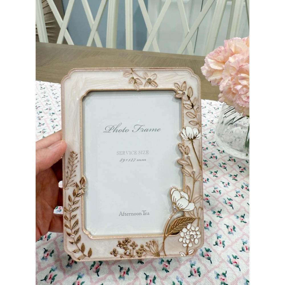 Afternoon Tea  花朵 水鑽 象牙粉 優雅 質感 超美 相框 禮物 3.5*5英吋 現貨-細節圖3