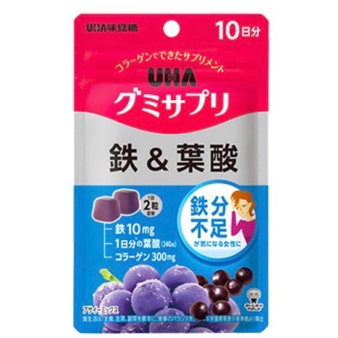 現貨🔥日本境內版 UHA味覺糖 鐵/鐵+葉酸/維他命C軟糖-規格圖3