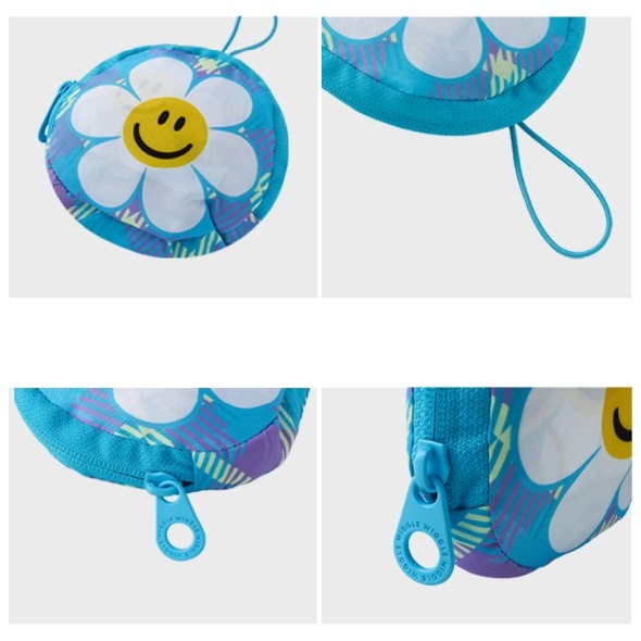 Wiggle Wiggle 現貨🔥隔日到貨 笑臉小花 摺疊購物袋、隨身環保袋 可收納 手提袋-細節圖6