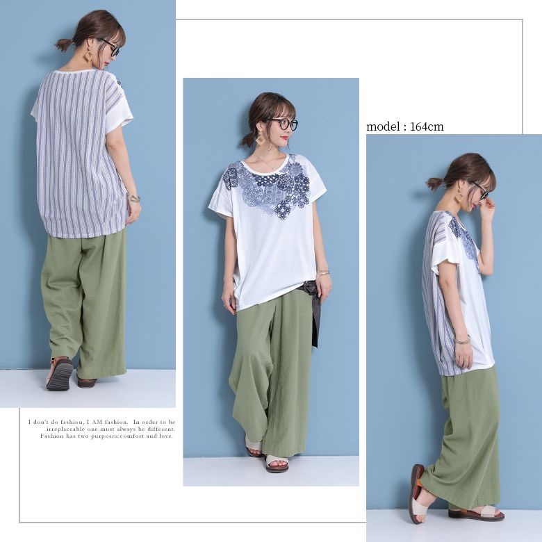 *真妮妮*5色/日本連線/蕾絲印花 x 條紋 T（白色現貨一件）-細節圖7
