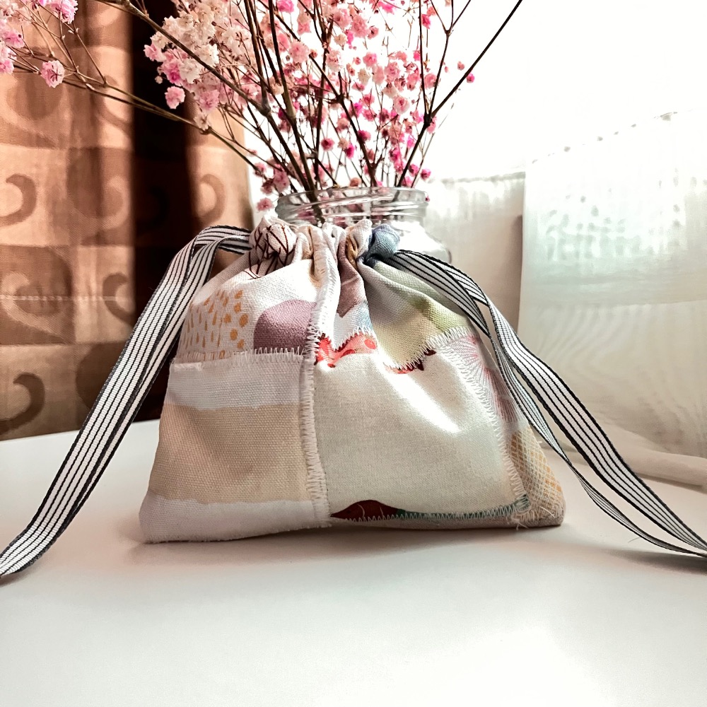 原創手作小清新風拼布束口收納袋/4號-細節圖2