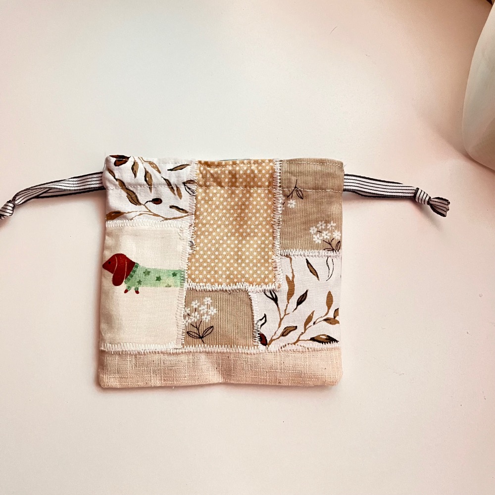 原創手作小清新風拼布束口收納袋/4號-細節圖5