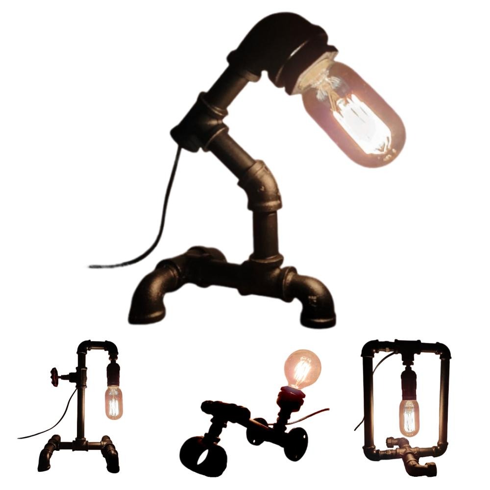 📣台灣現貨24H內出🎊手工鐵管裝飾燈loft工業鐵管造型燈工業復古床頭氛圍燈吧檯酒吧擺飾燈手工藝術燈水管造型燈生日禮物-細節圖2