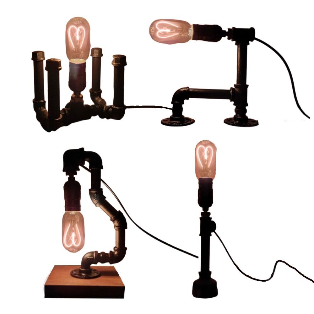 📣台灣現貨24H內出🎊loft工業鐵管造型燈工業鐵管燈復古床頭擺飾燈送禮吧檯酒吧裝潢北歐走道藝術燈裝飾美式造型燈客廳臥室-細節圖2