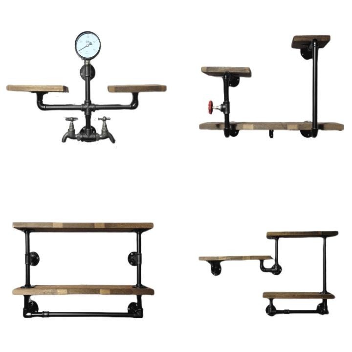 👉台灣現貨免等24H內出👈工業風復古電視牆架影視支架水管置物架層架鐵管架隔板水管架Loft風工業民宿裝潢餐廳投影架書架-細節圖2