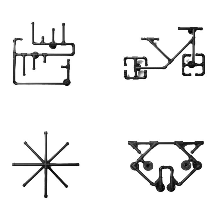 👉台灣現貨免等24H內寄👈牆面鐵管裝飾loft鐵管造型牆面裝飾水管造型工業風造型鐵管架水管架裝置藝術手工鐵管架造型架子-細節圖2