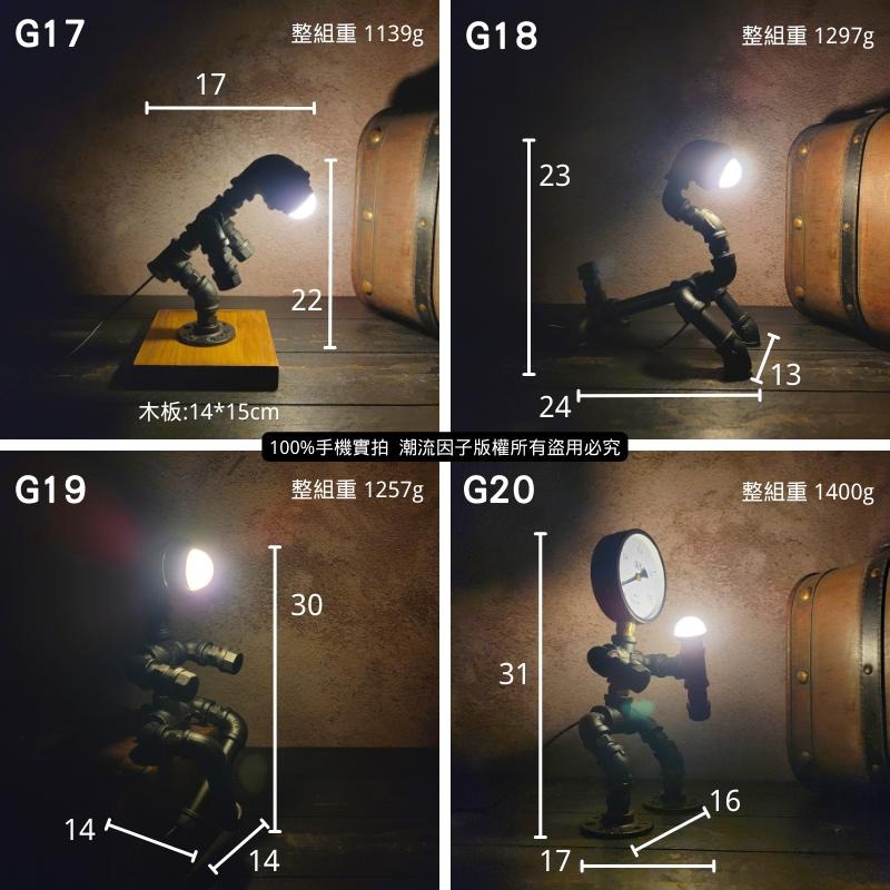 📣台灣現貨24H內出🎊機器人造型燈loft工業鐵管裝飾燈復古藝術燈床頭氛圍燈吧檯酒吧裝潢裝飾美式藝術燈水管擺飾燈生日禮物-細節圖7