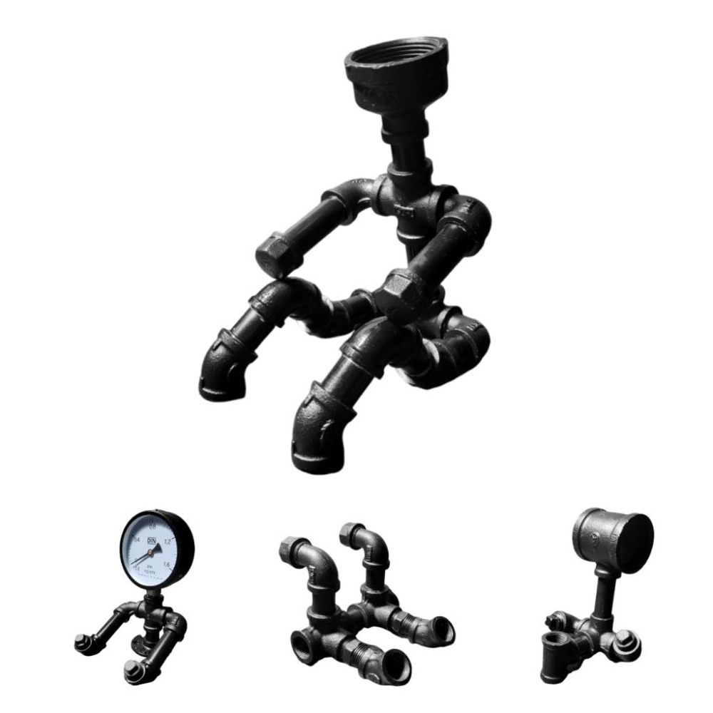 【台灣現貨】免等24H內寄📣鐵管手機座名片座展示台機器人桌面擺件水管汽車裝飾復古酒吧餐廳民宿裝潢loft水管鍍鋅管-細節圖2