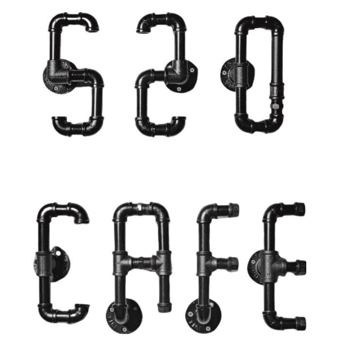 👉台灣現貨免等24H內寄👈工業風鐵管英文字母鐵管數字loft水管英文水管數字金屬字母酒吧創意復古餐廳招牌民宿壁飾居家裝飾-細節圖2