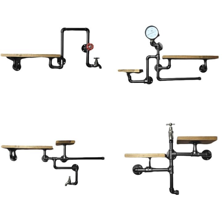 👉台灣現貨免等24H內出👈工業風復古電視牆架影視支架水管置物架層架鐵管架隔板水管架Loft風工業民宿裝潢餐廳投影架書架-細節圖2