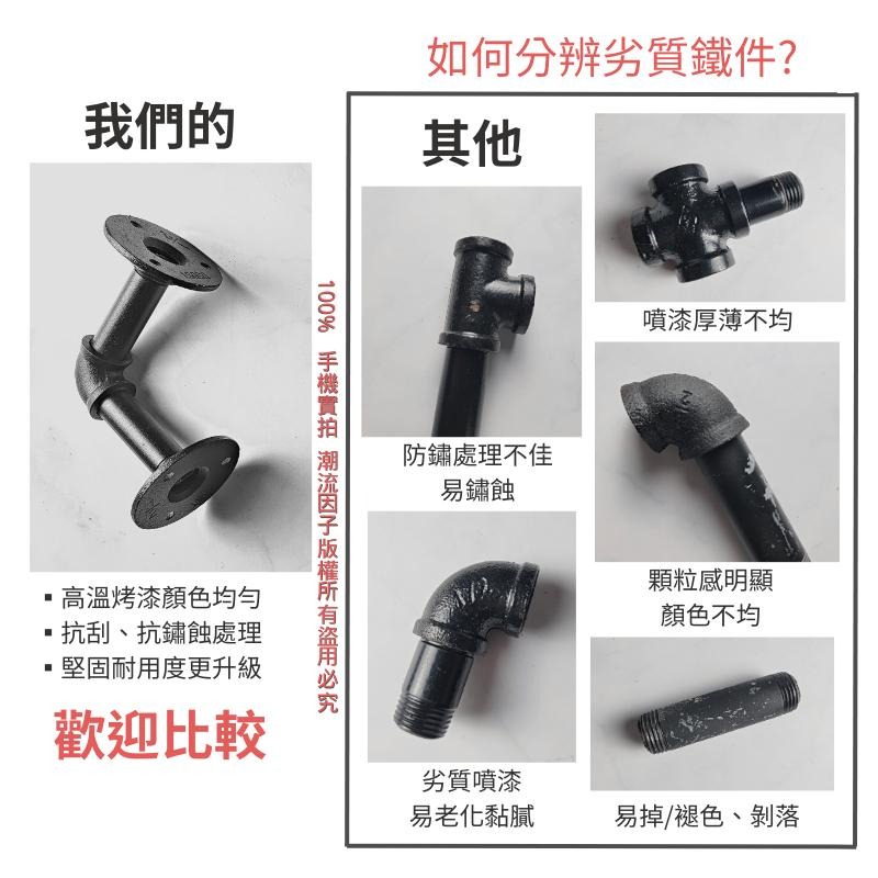 【台灣現貨】24H內出免等-置物架工業風層架鐵管架水管架實木收納架子loft工業風復古層板架木板架鐵架鍍鋅管架書架-細節圖7