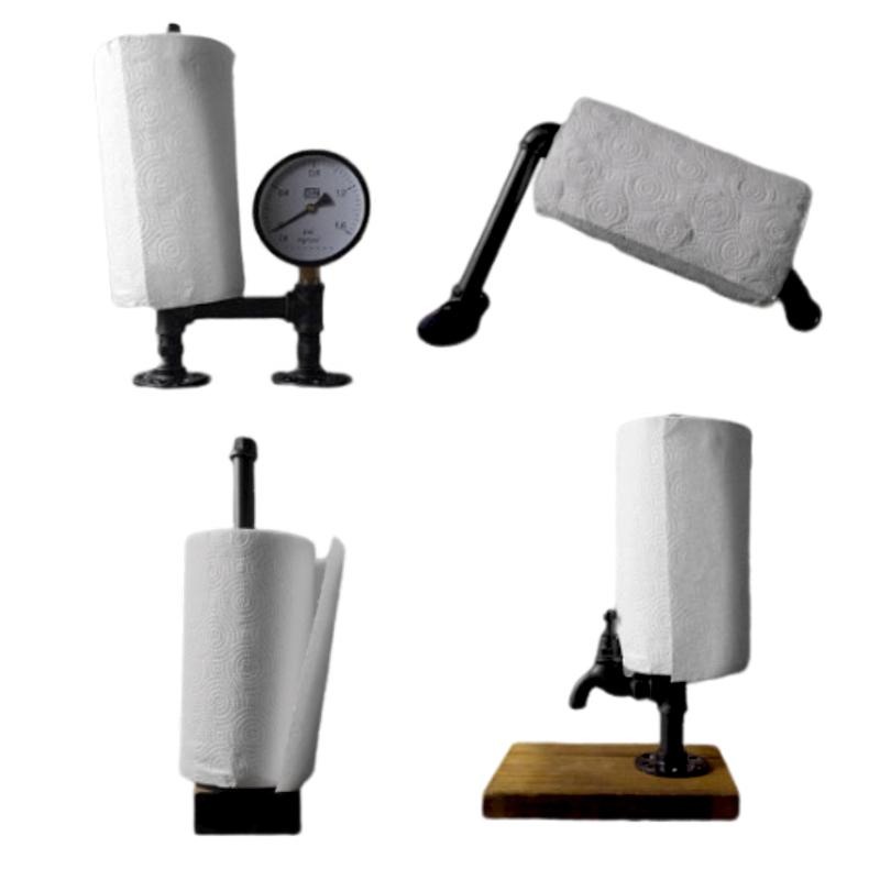 【台灣現貨】24H內出免等-鐵管紙巾架餐巾架衛生紙架廚房紙巾架餐巾收納架水管餐巾架loft鐵管架衛生紙收納架黑色紙巾架-細節圖2