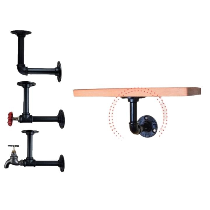 【台灣現貨】24H內出免等-L型支架鐵管支架服飾店衣架酒架鐵管架鐵支架loft民宿衣架層板架置物架收納架鐵架衣帽鉤架鐵管-細節圖2