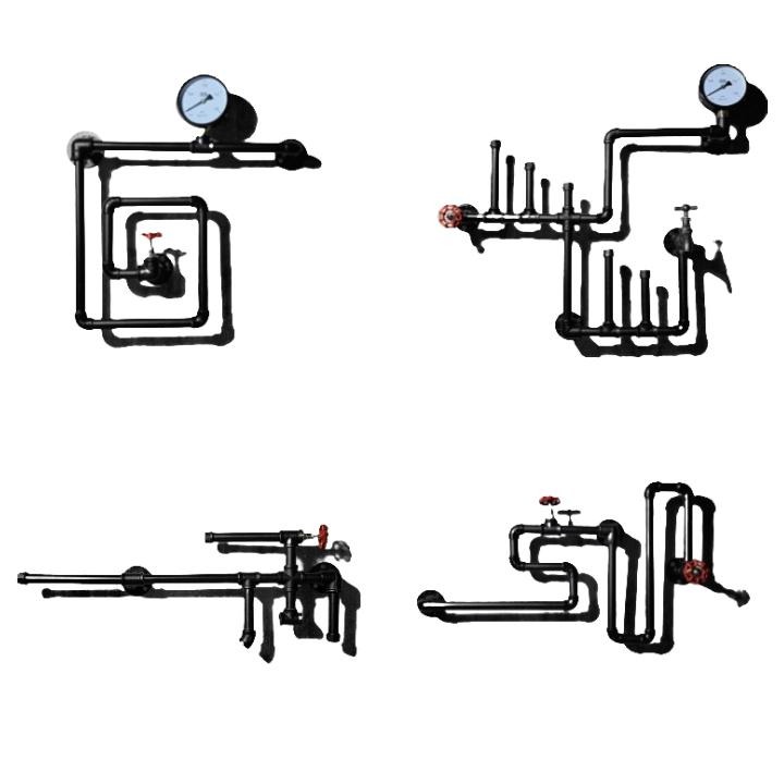 👉台灣現貨免等24H內寄👈鐵管牆面裝飾酒吧牆壁飾品水管吊掛民宿壁掛loft工業風壁掛美式復古壁掛架鐵管衣架衣帽鉤子鐵架-細節圖2
