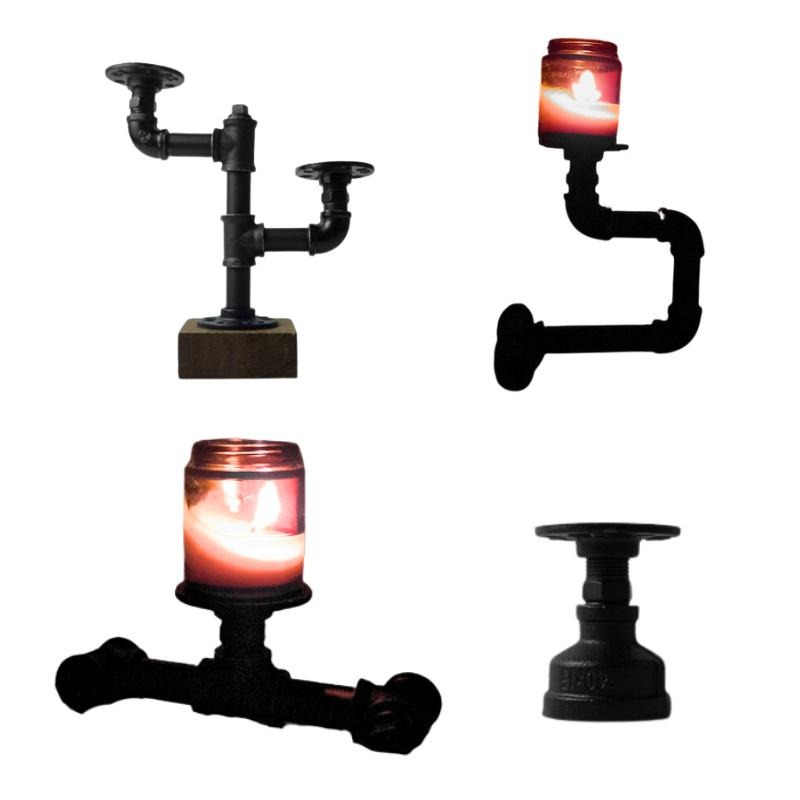 👉台灣現貨免等24H內寄👈鐵管燭台架水管香薰台架桌面燭台loft造型燭台香薰放置架復古燭台美式酒吧燭台架香薰放置架蠟燭架-細節圖2