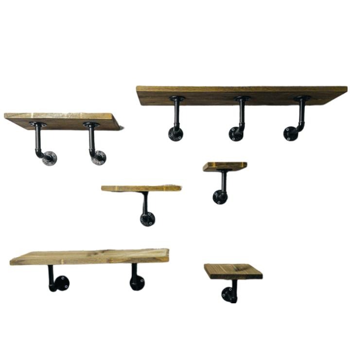 👉台灣現貨免等24H內寄👈工業風層架收納架牆面架水管架鐵管支架層板架實木支架書架鐵管架loft置物架民宿裝潢軟裝牆上架-細節圖2