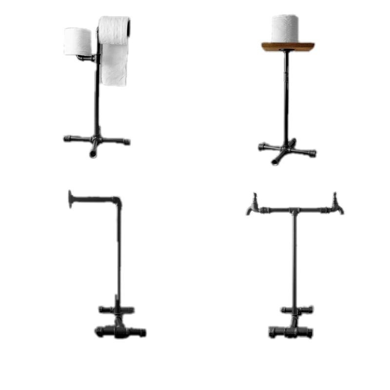 👉台灣現貨免等24H內寄👈鐵管紙捲架loft衛生紙收納架工業風物架實木木板架復古水管收納架層架鐵管層架落地捲筒架紙捲架子-細節圖2