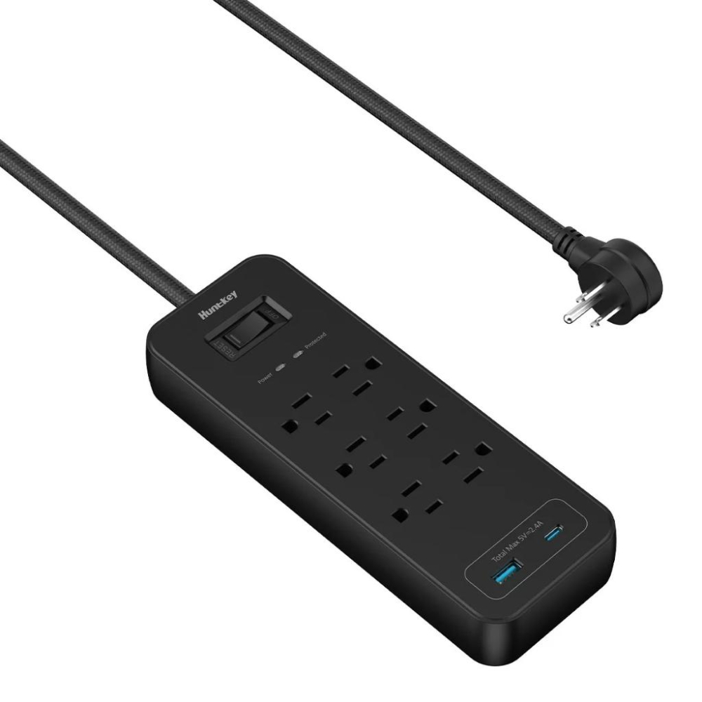 特價【Costco好市多代購】Huntkey 防突波 1開6插3孔 TYPE A+C 延長線 2入組 最新效期-細節圖2